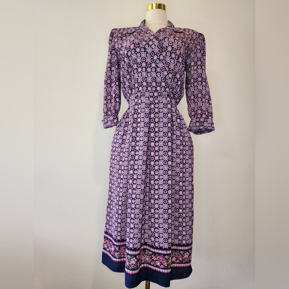 Vintage Liz Roberts Purple Floral Dress